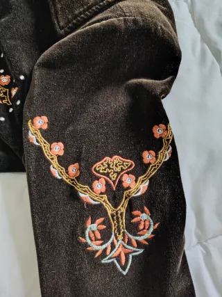 Abrigo Terciopelo Natura Bordado Talla L