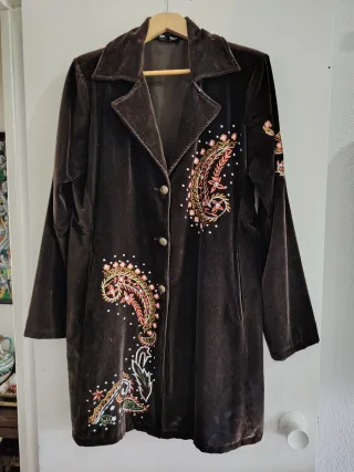 Abrigo Terciopelo Natura Bordado Talla L