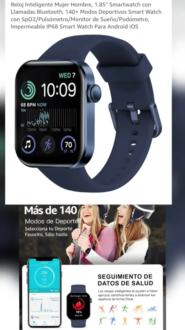 Smartwatch hombre mujer 1.85"