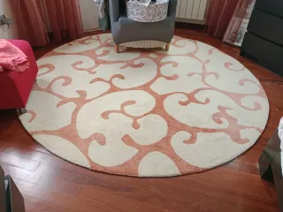 Alfombra Redonda Vintage Ikea Beige/Naranja