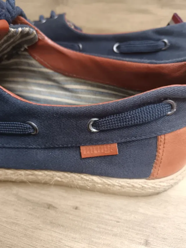 Zapatos náuticos lona azul y marrón