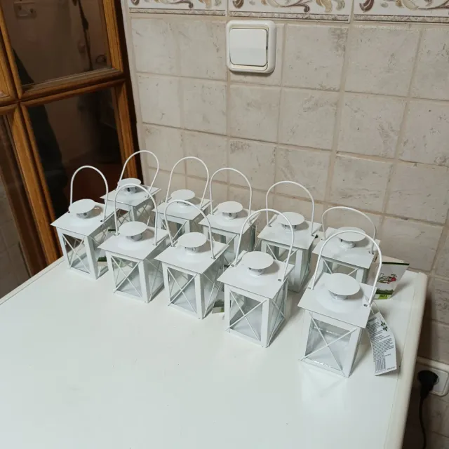 Farolillos portavelas blancos (Set de 9 )