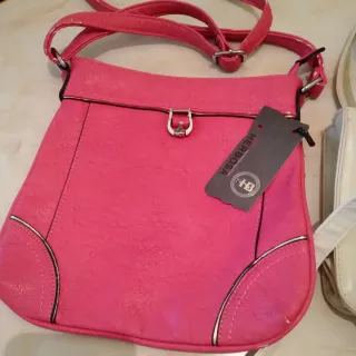 Bolso rosa y blanco nuevo + regalo
