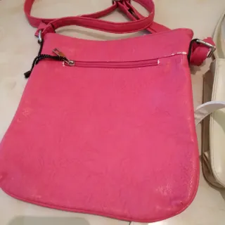 Bolso rosa y blanco nuevo + regalo