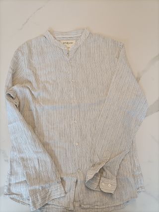 Camisa Stradivarius Rayas Gris/Blanco Talla M