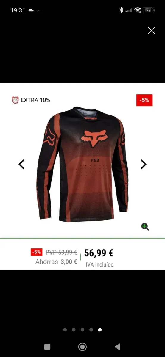 Maillot Enduro Fox Negro y Naranja