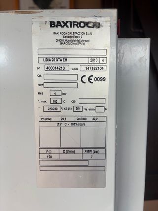 Caldaia a gasolio BAXIROCA Lidia 30 GTA EM 30 kW
