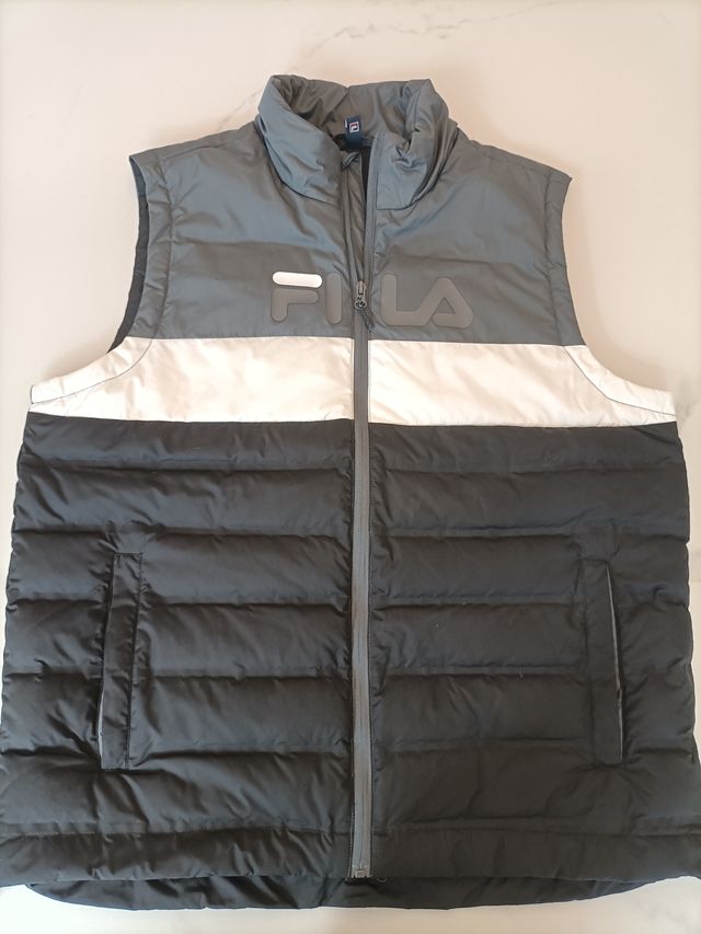 Chaleco Fila Hombre Negro Gris Blanco