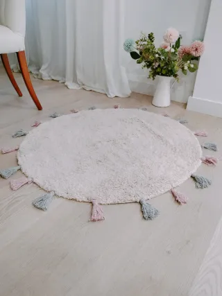 Tappeto rotondo in cotone naturale al 100%