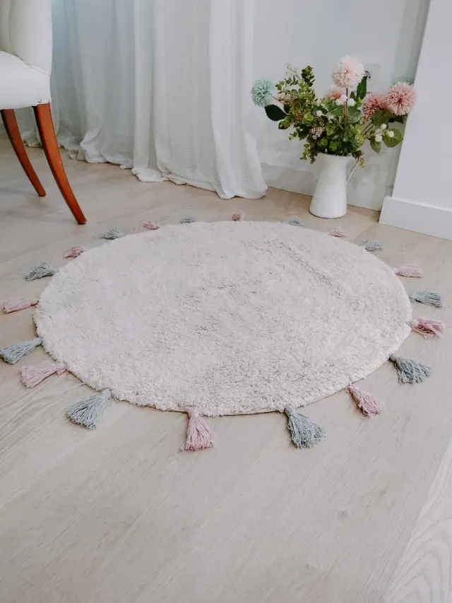 Tapete Redondo 100% Algodão Natural