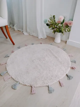 Tappeto rotondo in cotone naturale al 100%