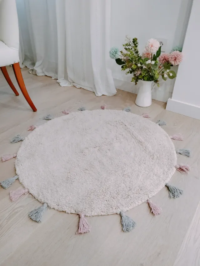 Tapete Redondo 100% Algodão Natural