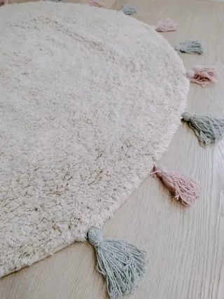 Tappeto rotondo in cotone naturale al 100%