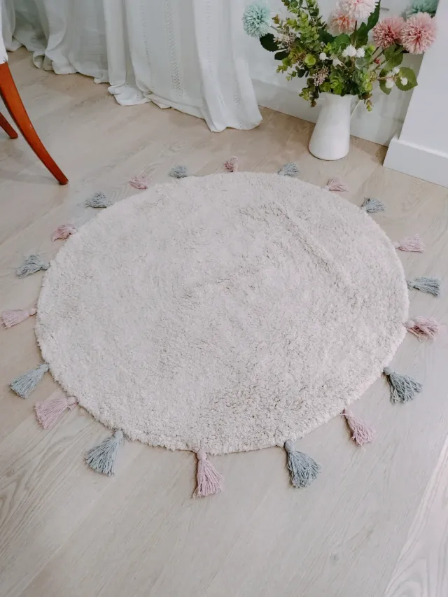 Tapete Redondo 100% Algodão Natural