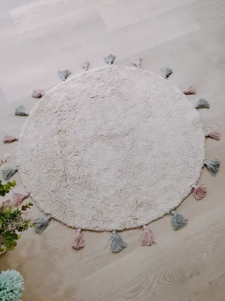 Tappeto rotondo in cotone naturale al 100%