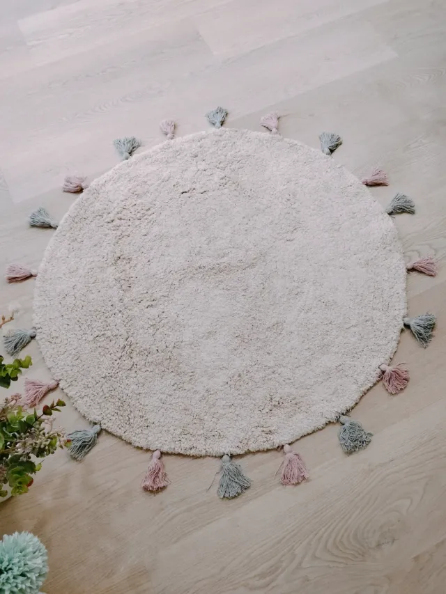 Tapete Redondo 100% Algodão Natural