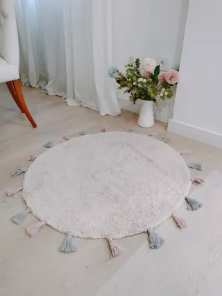 Tappeto rotondo in cotone naturale al 100%