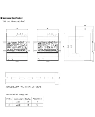 Alimentatore Mean Well HDR-100-12N Barra DIN