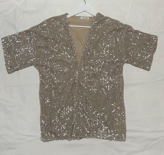 Chaqueta beige lentejuelas doradas talla única
