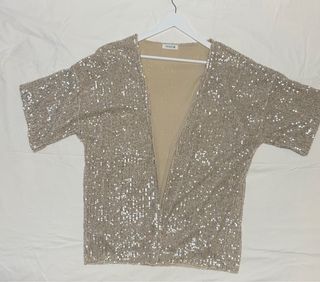 Chaqueta beige lentejuelas doradas talla única