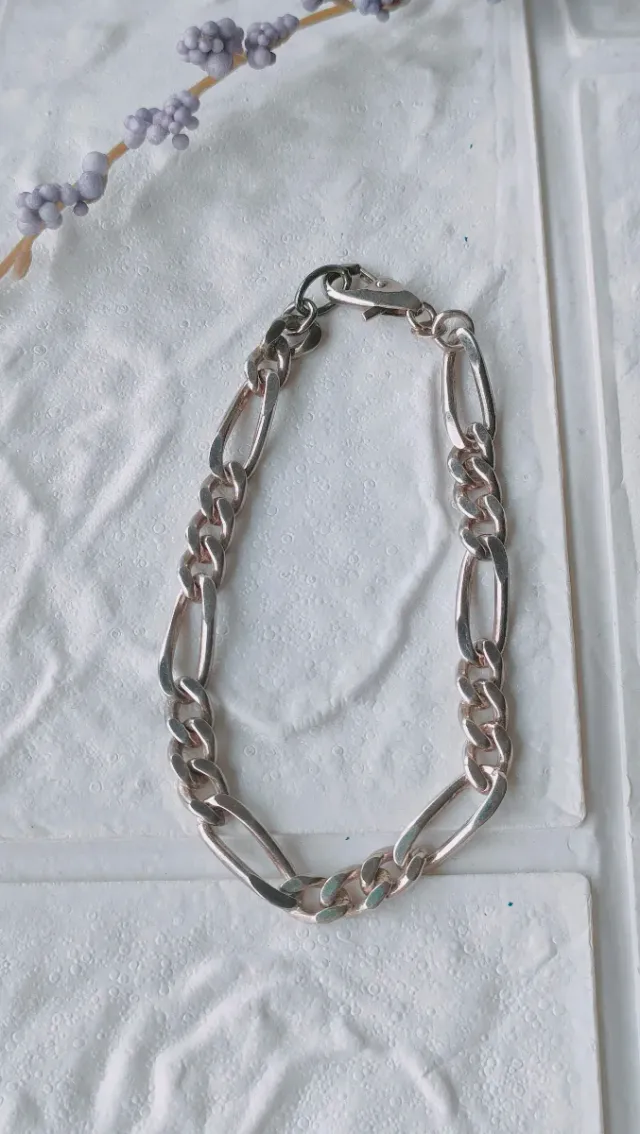 Conjunto Cadena y Pulsera Figaro Plata