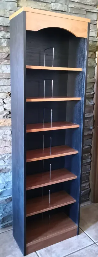 Estantería CDs Madera y Metal Negra