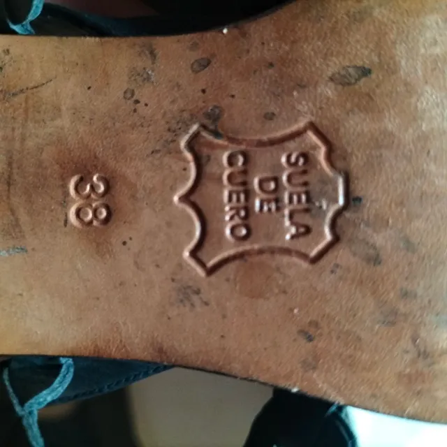 Sandalias de cuero tacón azul oscuro T.38