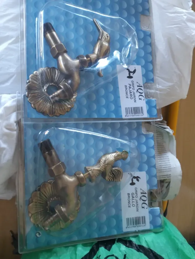 Rubinetto da Giardino in Bronzo Uccello e Gallo