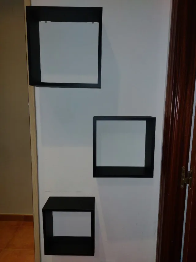3 Estantes Cubo Pared Negro