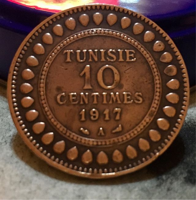 Moneda 10 Céntimos Túnez 1917