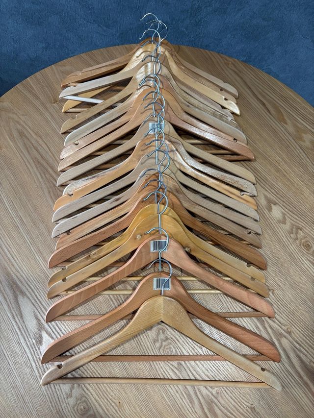 22 Perchas Madera Natural