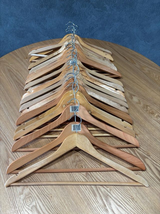 22 Perchas Madera Natural