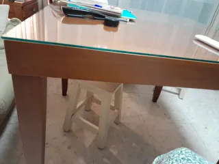 Mesa de salón extensible madera y cristal