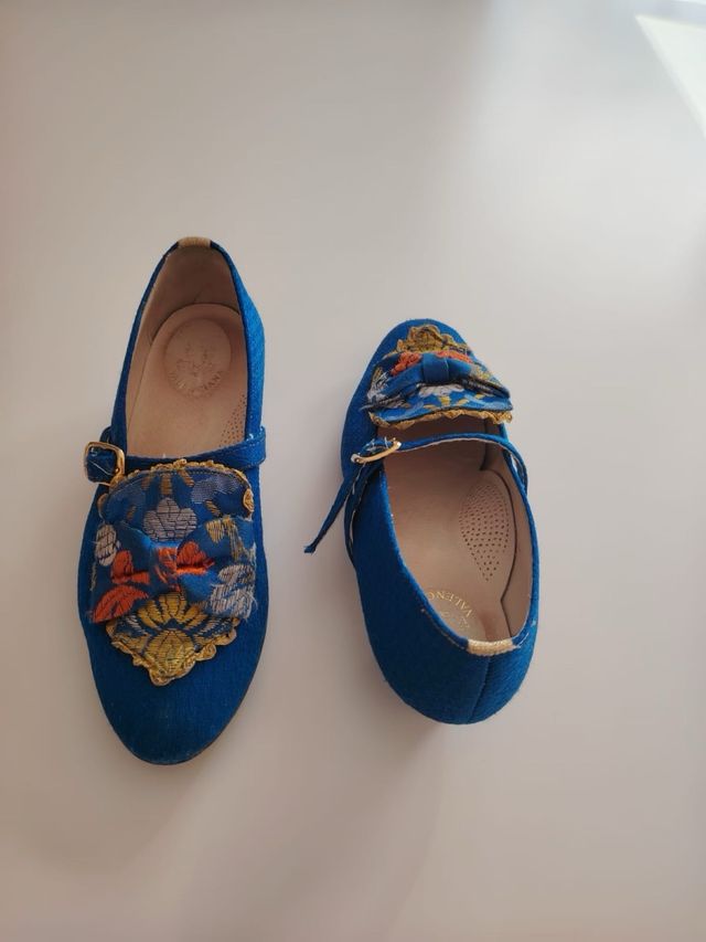 Zapatos Fallera Niña Azul Multicolor talla 33