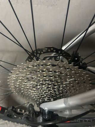 Bicicleta de montaña plateada