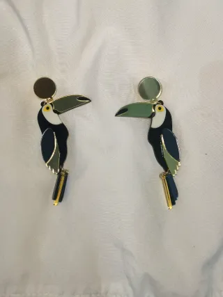 Pendientes Tucán Oro y Verde