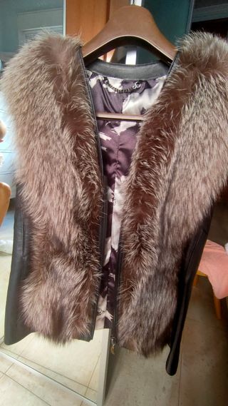 Chaleco Piel Zorro Plateado Auténtico