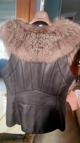 Chaleco Piel Zorro Plateado Auténtico