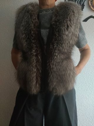 Chaleco Piel Zorro Plateado Auténtico