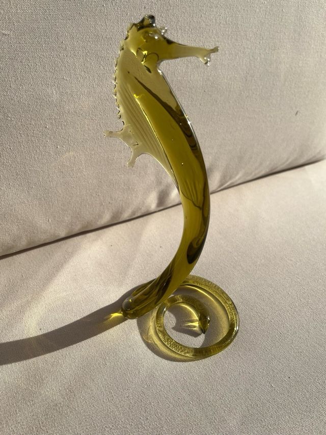 Caballito de mar de cristal de Murano color ámbar