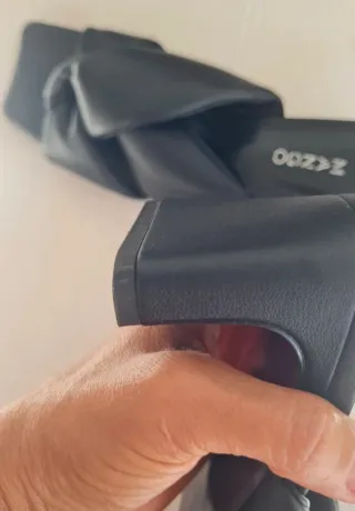 Sandalias de Piel. Mango Negras Tacón Cuadrado