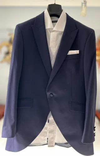 Chaqué azul completo + chaleco