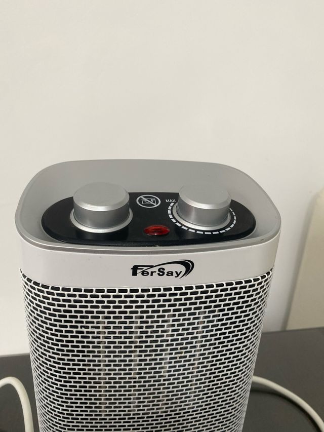 Calefactor Fersay Plata y Blanco