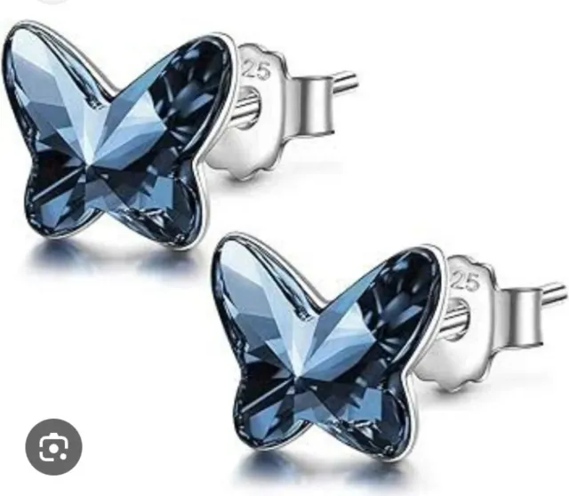 Pendientes Mariposa Plata Ley y Cristal Swarovsky
