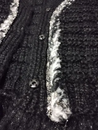 Chaleco Zara Tweed Negro y Plateado