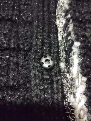 Chaleco Zara Tweed Negro y Plateado