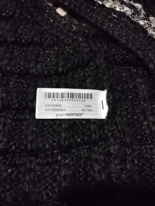 Chaleco Zara Tweed Negro y Plateado