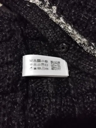 Chaleco Zara Tweed Negro y Plateado