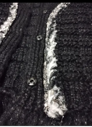 Chaleco Zara Tweed Negro y Plateado