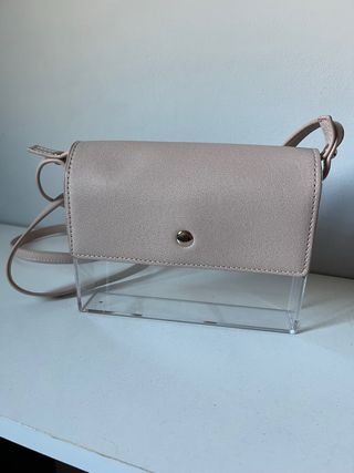 Bolso juvenil transparente beige/rosa